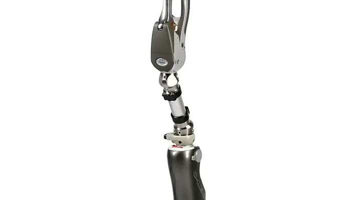 A microprocessor-controlled prosthetic leg.